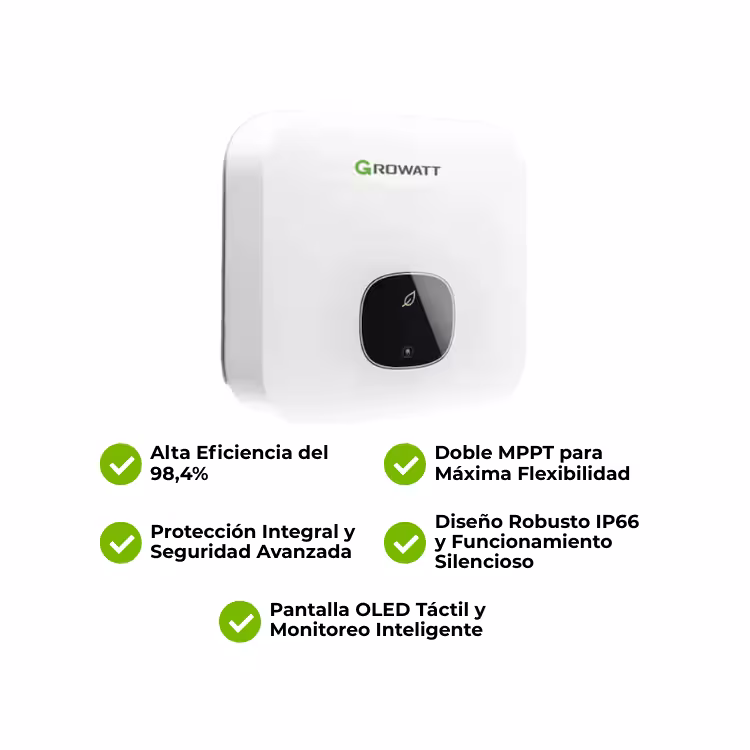 Inversor Red Monofásico Growatt MIN 6000TL-X2 - Vista principal