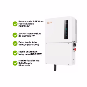 Inversor Híbrido Fase Dividida Alto Voltaje 3.8kW 48V Solis S6-EH1P3.8K-H-US - Imagen 5
